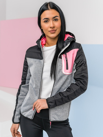 Γυναικείο ελαφρύ μπουφάν με κουκούλα Μαύρος Bolf KSW4006