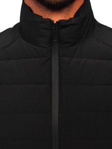 Μαύρο καπιτονέ ανδρικό γιλέκο Bolf 31M5060