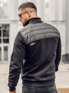 Μαύρο καπιτονέ ανδρικό μεταβατικό μπουφάν bomber Bolf 146307A