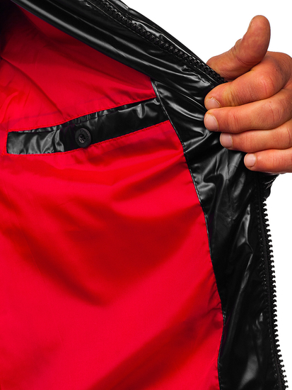 Μαύρο ανδρικό καπιτονέ χειμερινό αθλητικό μπουφάν Bolf EX2138