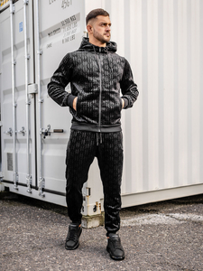 Ανδρικό βελούδινο αθλητικό ντύσιμο Μαύρος Bolf 3B113A2