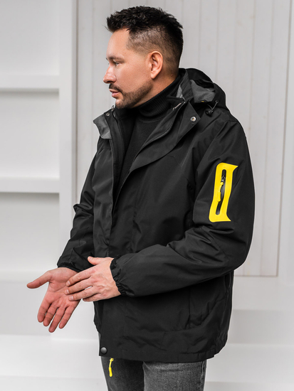 Μαύρο αθλητικό ανδρικό μπουφάν χειμερινό με επένδυση Bolf 5M3263A1