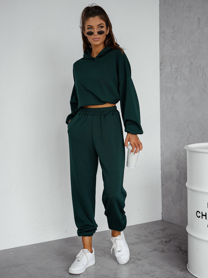 Γυναικεία αθλητική φόρμα 2 τεμαχίων με κουκούλα από βούτυρο Πράσινο μπουκάλι Bolf 525