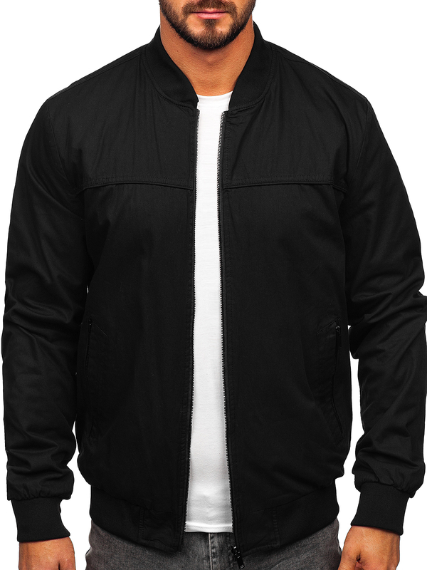 Μαύρο αναστρέψιμο ανδρικό transitional bomber jacket Bolf 84M3005