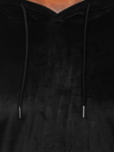 Ανδρικό μαύρο βελούδινο φούτερ με κουκούλα Bolf 8B1170