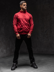 Μπορντό ανδρική ζακέτα με όρθιο γιακά Bolf B002A1