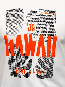 Λευκό βαμβακερό ανδρικό t-shirt με στάμπα Bolf MPO3497