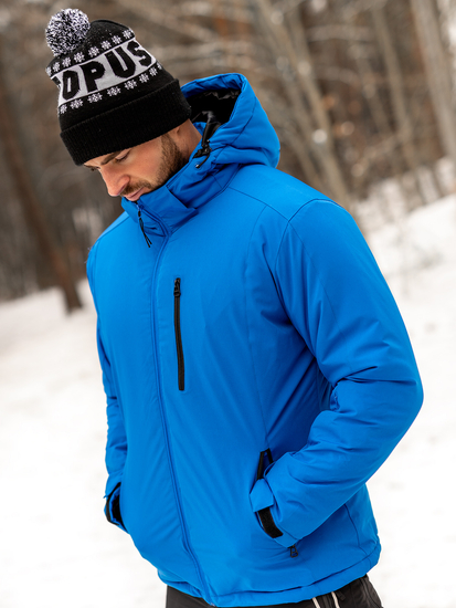Μπλε μπουφάν ανδρικό χειμερινό αθλητικό Bolf HH011
