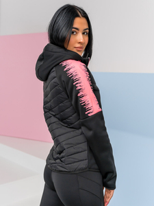 Γυναικείο ελαφρύ μπουφάν με κουκούλα Μαύρος Bolf KSW4007