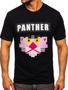 Μαυρο T-shirt ανδρικο με σταμπα i aplikacjami Bolf 192380