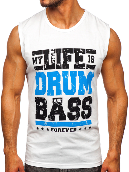 Λευκο μπλουζακι tank top με σταμπα Bolf 14810