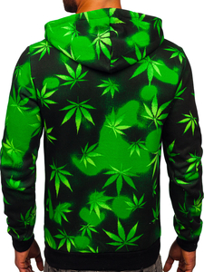 Μαυρο-πρασινο με σταμπα φουτερ ανδρικο με κουκουλα Bolf 141006