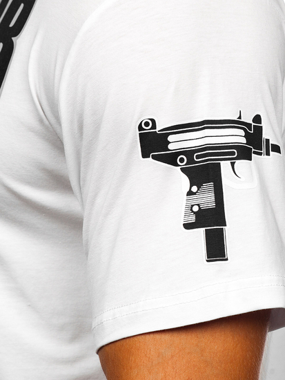 Λευκο t-shirt ανδρικο με σταμπα Bolf 2291