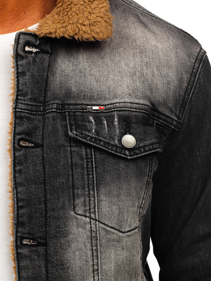 Μαύρο τζιν ανδρικό μπουφάν με επένδυση Bolf MJ520N