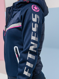 Γυναικείο ελαφρύ μπουφάν με κουκούλα Ναυτικό μπλε Bolf KSW4012