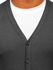 Ανδρική ζακέτα με φερμουάρ σε χρώμα του ανθρακίτη Bolf MM6006