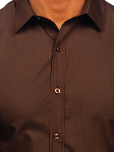 Ανδρικό κομψό μακρυμάνικο πουκάμισο Καστανός Bolf 1703