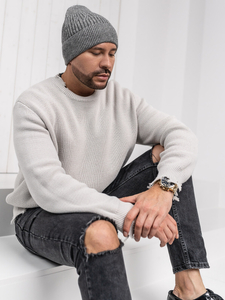 Γκρι ανδρικό χειμερινό καπέλο Bolf 387070