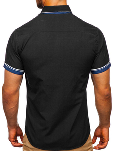 Πουκαμισο ανδρικο με κοντα μανικια μαυρο Bolf 2911-1