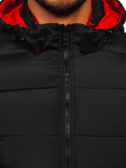 Μαύρο καπιτονέ ανδρικό χειμερινό μπουφάν Bolf 31M5037