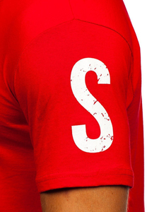 Ανδρικό μπλουζάκι με στάμπα από βαμβάκι Κόκκινος Bolf 1180