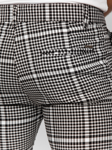 Μαύρο-λευκό ανδρικό καρό υφασμάτινο παντελόνι Bolf 184147