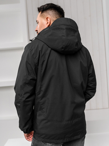 Μαύρο αθλητικό ανδρικό μπουφάν χειμερινό με επένδυση Bolf 5M3263A1