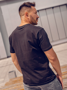 Ανδρικό μπλουζάκι με στάμπα από βαμβάκι Μαύρος Bolf KS1997