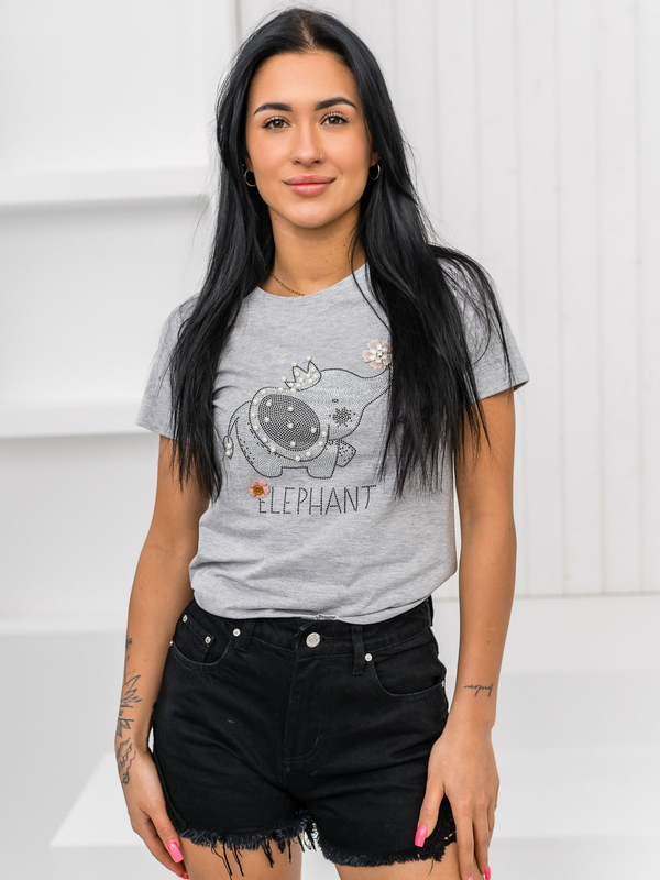 Γκρι γυναικείο t-shirt με εφαρμογή Bolf 96T625