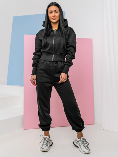 Μαύρο γυναικείο αθλητικό σετ δύο κομματιών Bolf 8C79