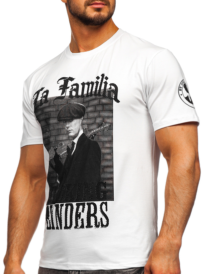 Λευκο T-shirt ανδρικο με εφαρμογες Bolf 21004