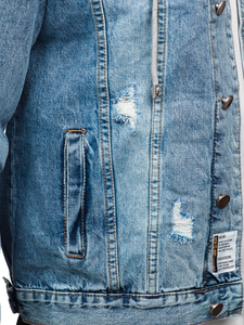 Γαλάζιο τζιν ανδρικό μπουφάν με κουκούλα Bolf MJ505BC