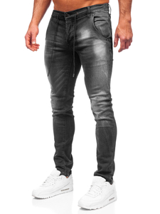Μαύρο ανδρικό τζιν παντελόνι regular fit Bolf MP004N