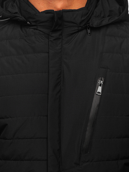 Μαύρο καπιτονέ ανδρικό μεταβατικό μπουφάν Bolf 22M305