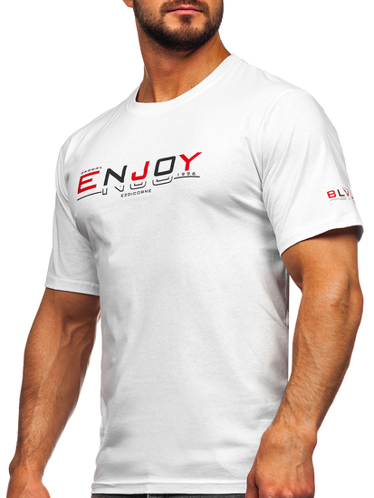 Λευκό ανδρικό βαμβακερό t-shirt Bolf 14739