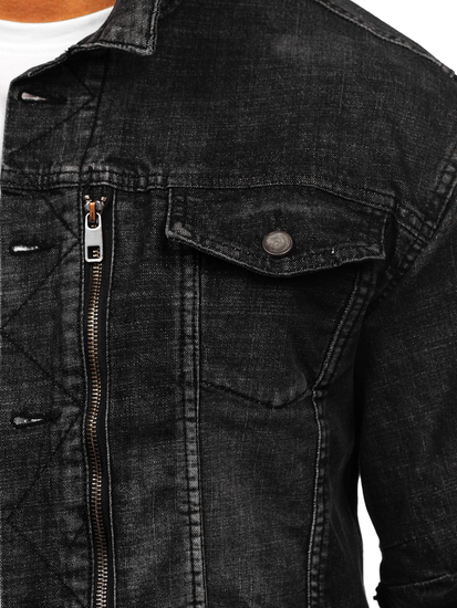 Μαύρο τζιν ανδρικό μπουφάν Bolf MJ508N