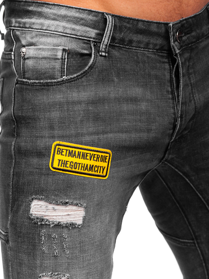 Μαύρο ανδρικό τζιν παντελόνι regular fit Bolf MP0047N