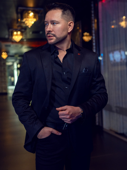 Ανδρικό Casual Χρωματιστή ζακέτα Μαύρος Bolf 026A