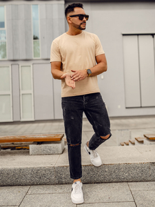 Ανδρικό μπλουζάκι Βασικός βαμβακερό Μπεζ Bolf 192397A