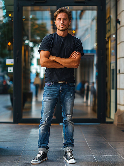 Ανδρικό μακρύ μπλουζάκι Βασικός Μαύρος Bolf 14290A2