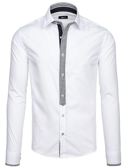 Ανδρικό κομψό πουκάμισο με μακριά μανίκια λευκό Bolf 6873
