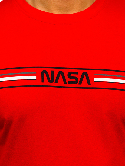 Κόκκινο βαμβακερό t-shirt ανδρικό με στάμπα Bolf 5052