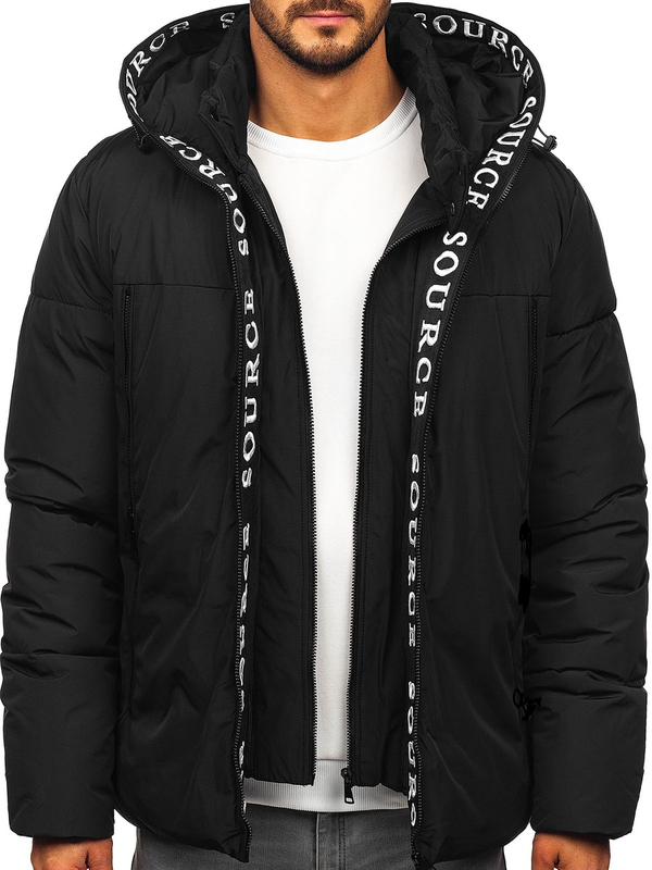 Μαύρο ανδρικό μπουφάν χειμωνιάτικο Bolf 22M330