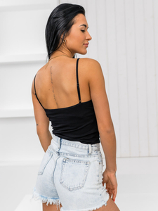 Μαύρη γυναικεία τιράντα με δαντέλα και ραντάκι Bolf 17K550