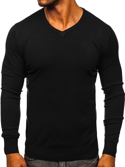 Ανδρικό πουλόβερ με λαιμόκοψη Μαύρος Bolf YY03