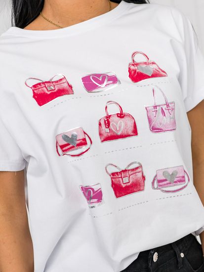 Λευκό γυναικείο t-shirt με στάμπα Bolf 95T2531