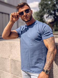 Ανδρικό μπλουζάκι Βασικός βαμβακερό Μπλε Bolf 192397A