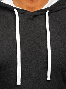 T-shirt ανδρικο απαλο ανθρακι-Λευκο με κουκουλα Bolf 08