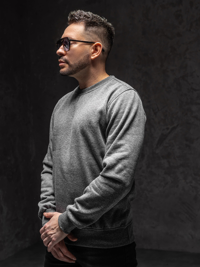 Ανδρικό φούτερ χωρίς κουκούλα με χρώμα του ανθρακίτη Bolf 2001A1