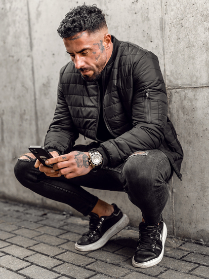 Μαυρο μεταβατικο μπουφαν ανδρικο καπιτονε bomber Bolf MY-02